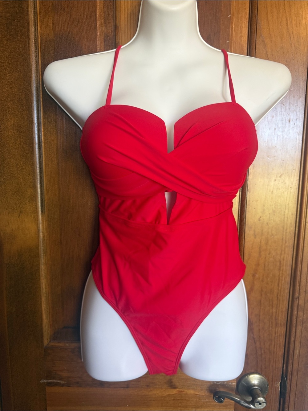 Red Twist-Front One-Piece Swimsuit